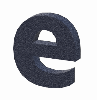 3D letter e with texture